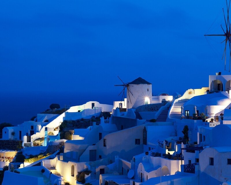 White village at dusk