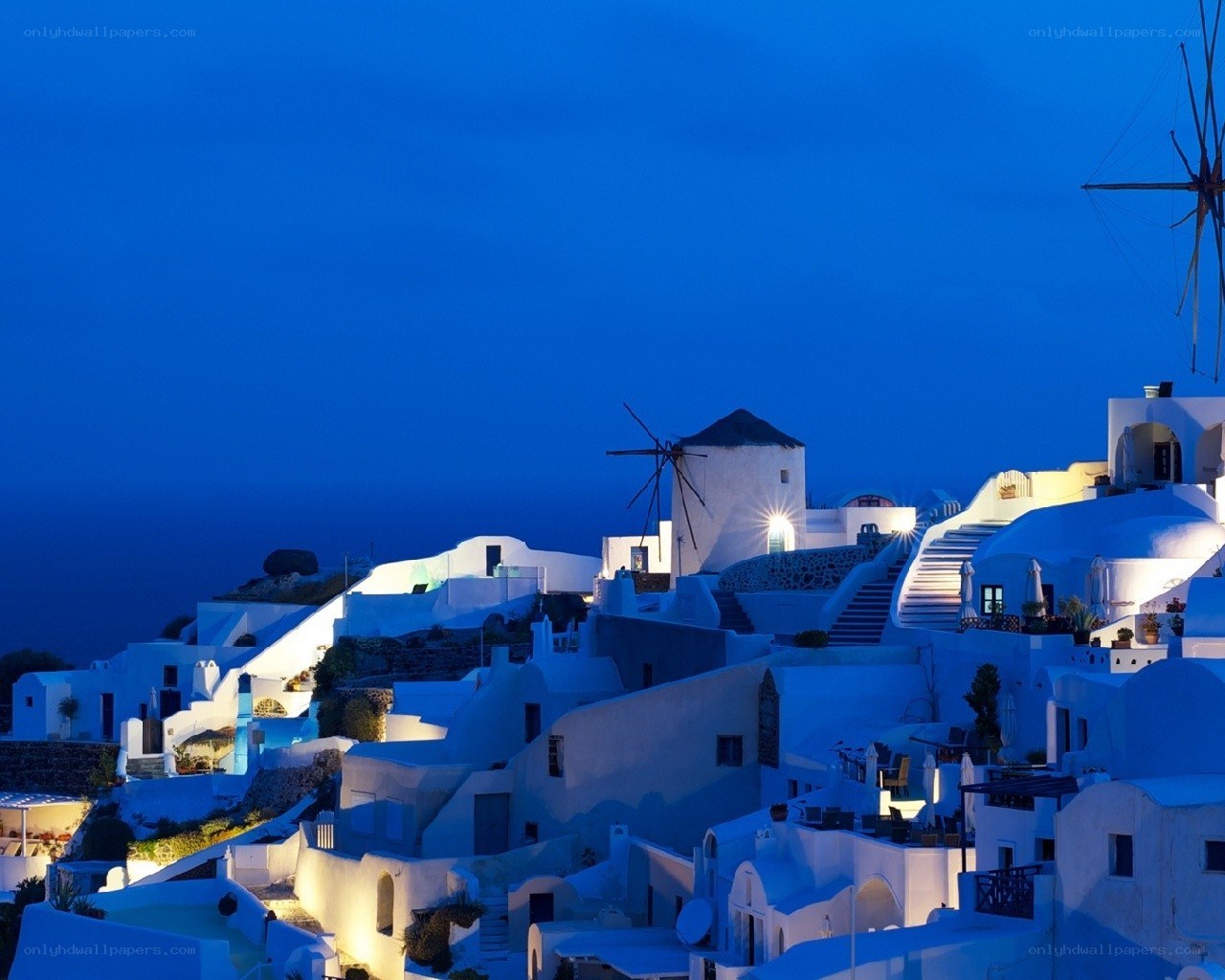 White village at dusk