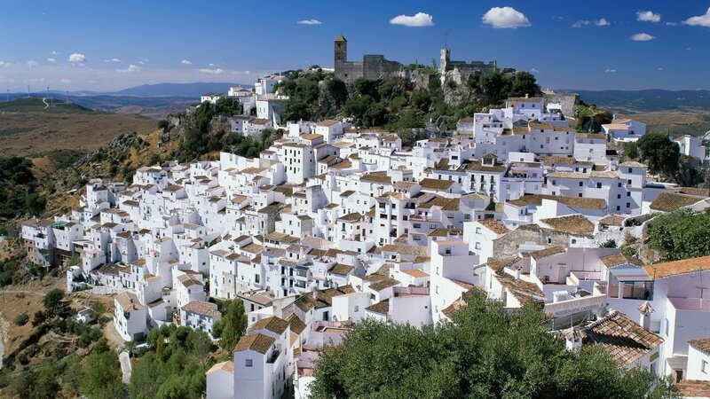 White village on a hill in Spain