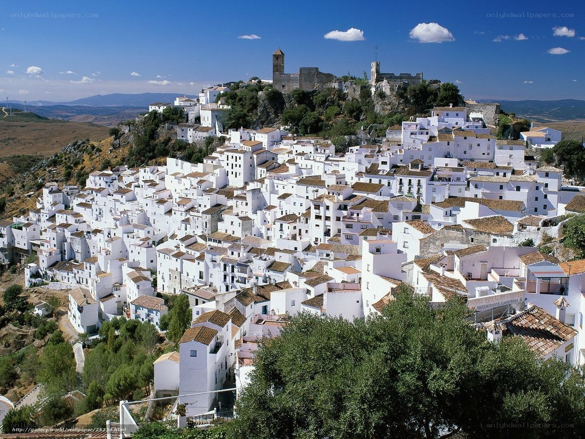 White village on a hill in Spain
