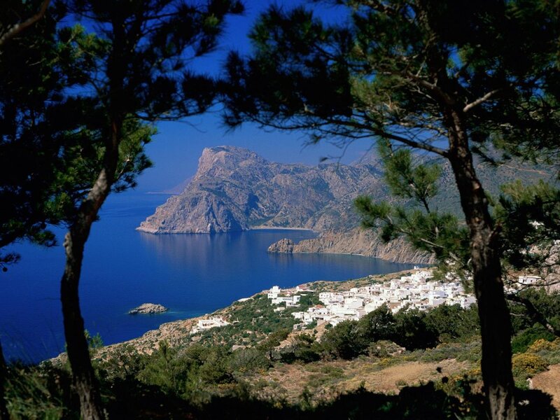 White Village on Coast — Blue