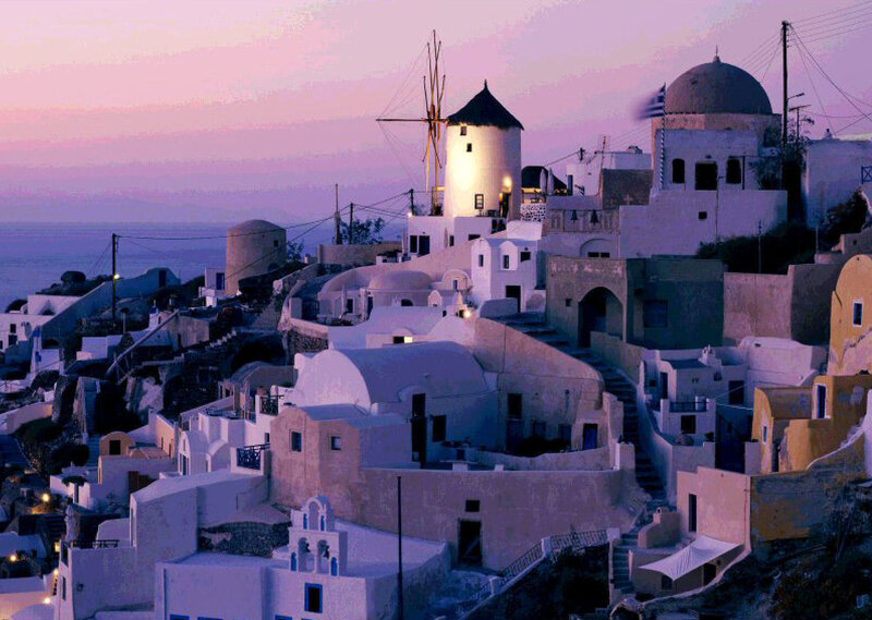 White Village on Hillside — Purple