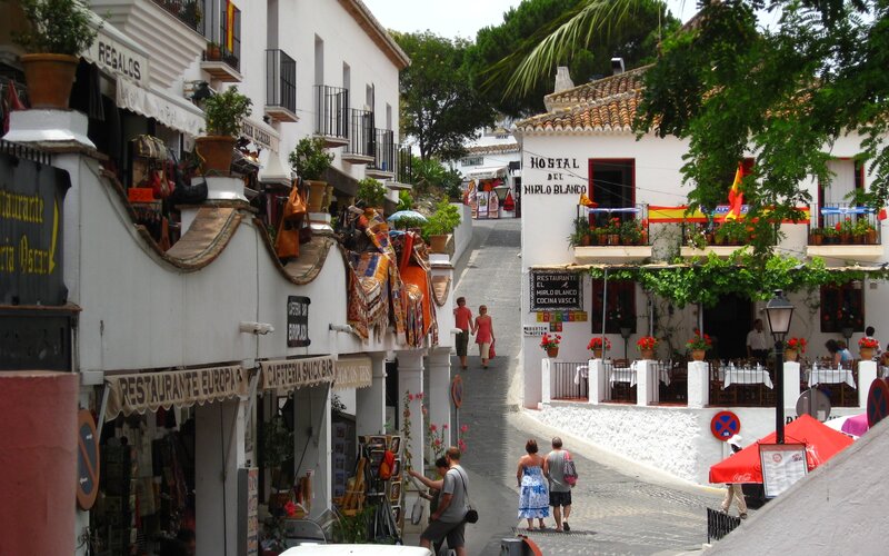 White village street in Spain