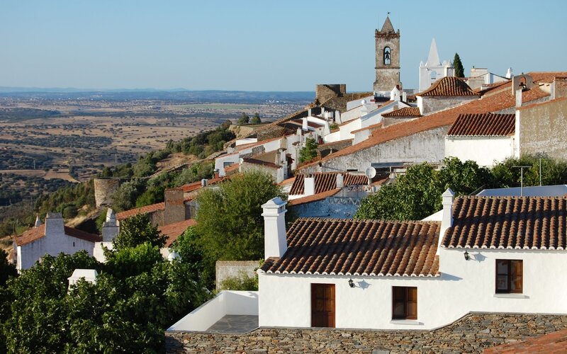 White village with red roofs