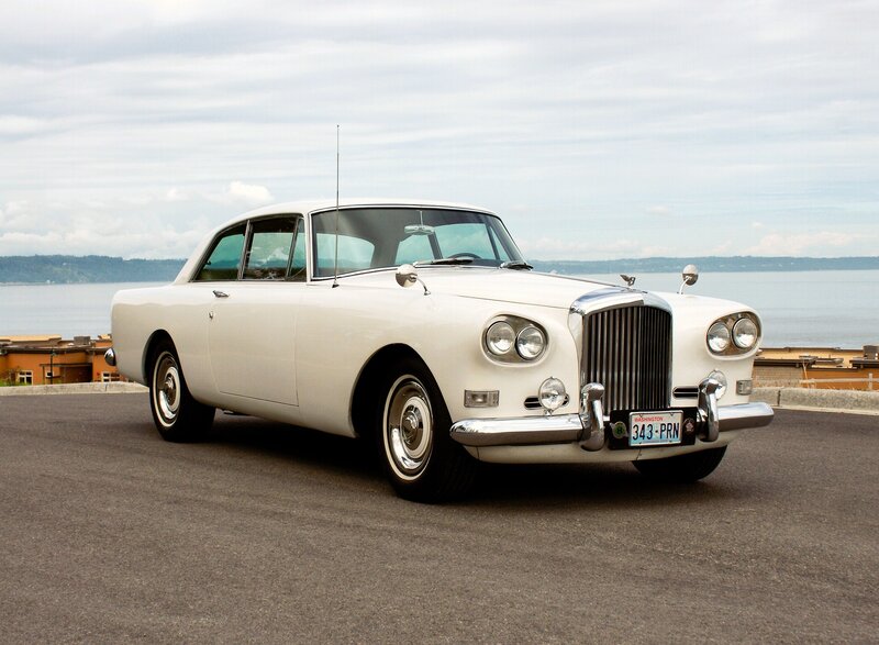 white vintage Bentley car