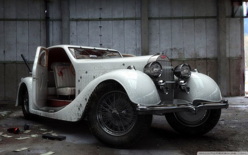 White Vintage Car — Dramatic
