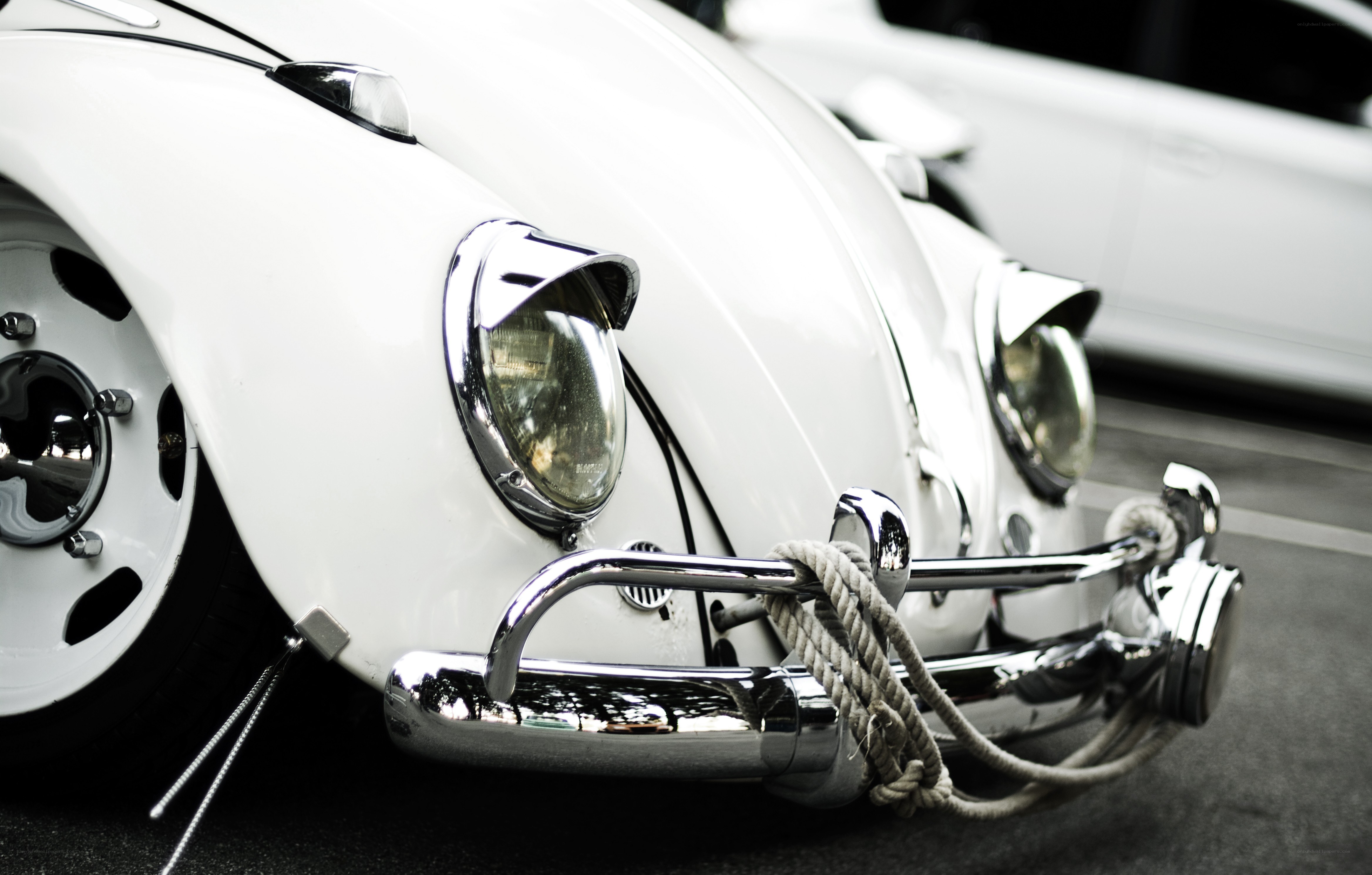 White vintage car front view