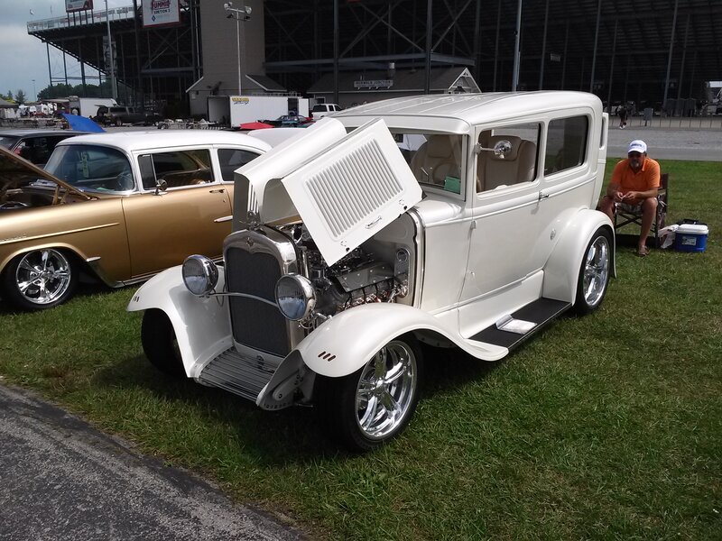 White Vintage Car — Outdoor, Afternoon, Photograph, Man