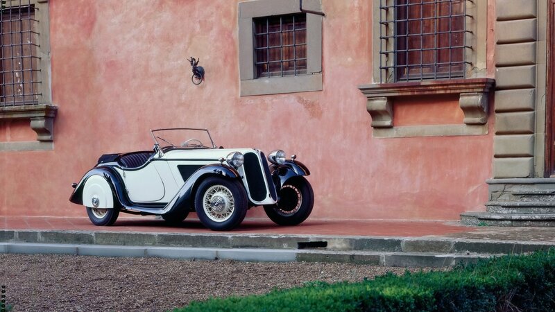 White Vintage Car — Pink, Serene