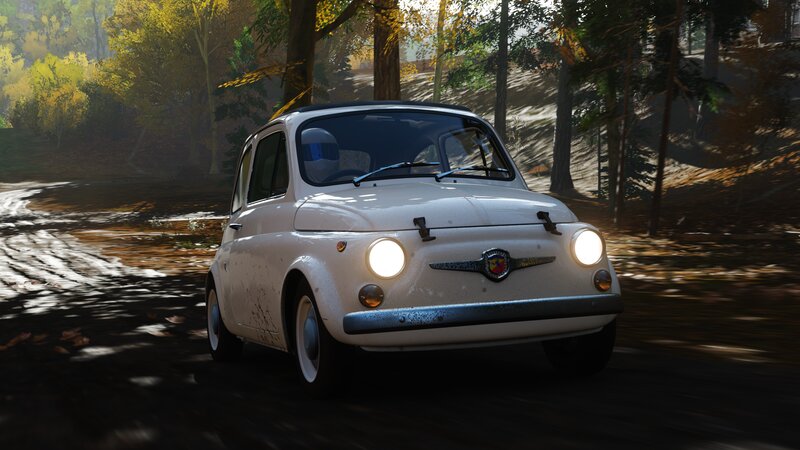 White Vintage Car — Serene, Autumn
