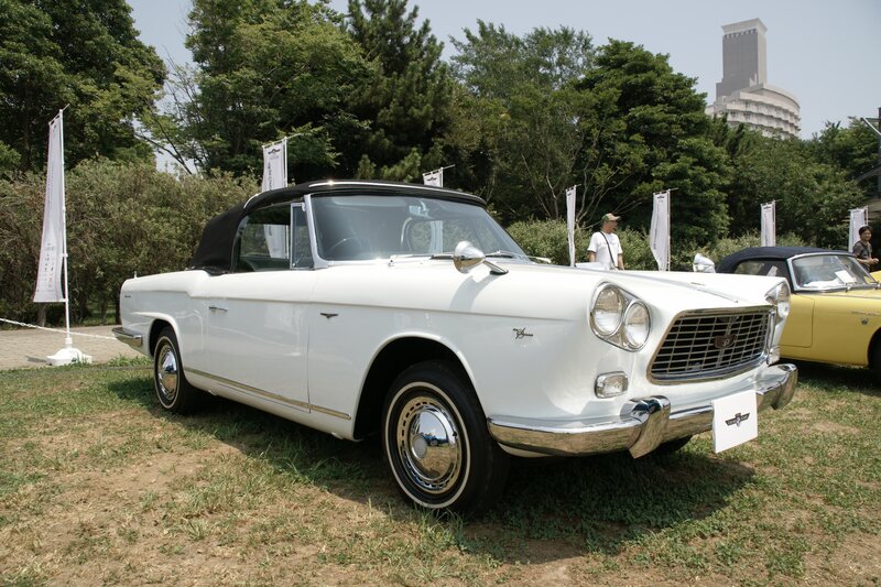 White Vintage Convertible — Calm, Afternoon, Photograph, Yellow Car