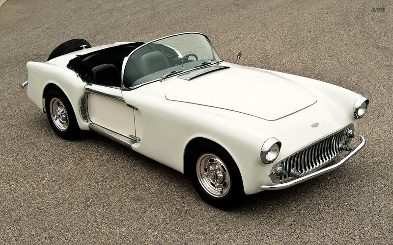 White Vintage Convertible — Calm, Photograph
