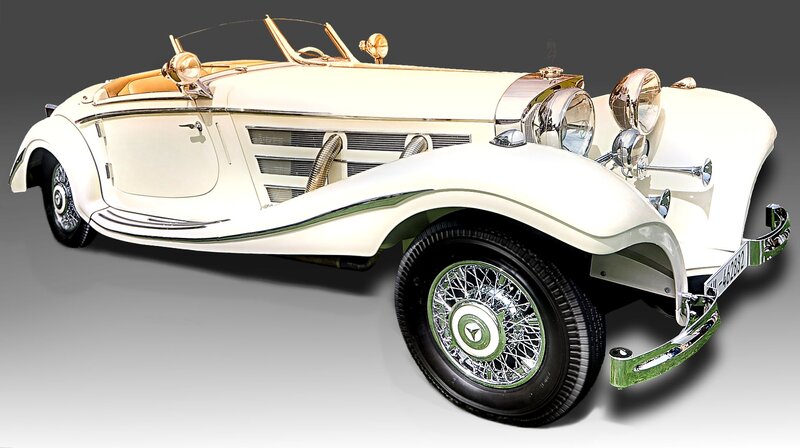 White Vintage Convertible Car — Classic