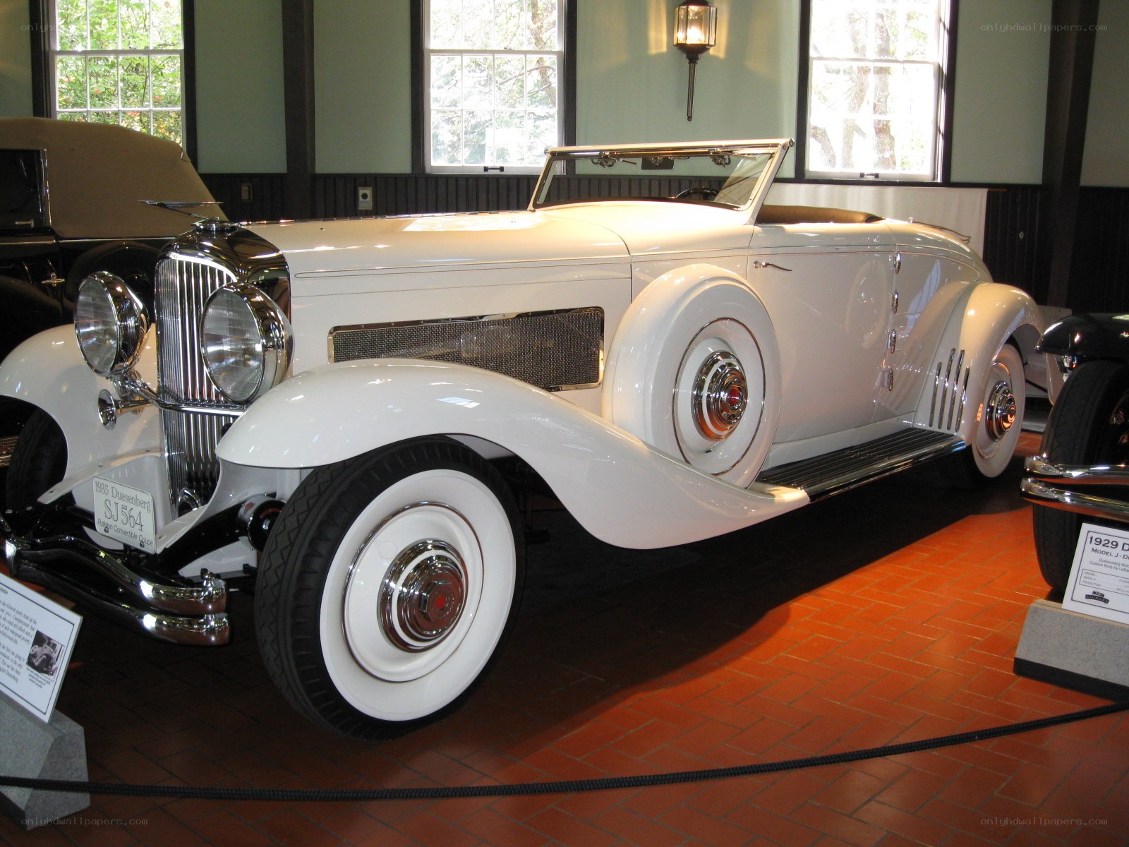 White vintage convertible car