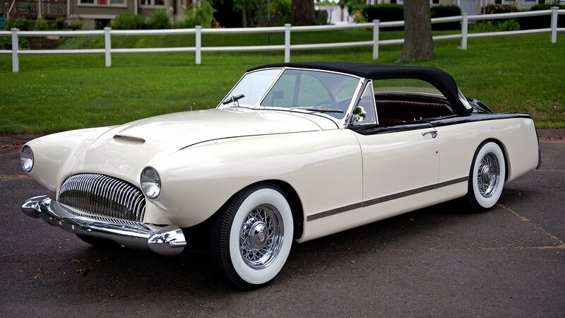 White Vintage Convertible — Serene, Afternoon, Photograph, Car, Grass