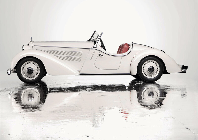 White Vintage Convertible — Serene, Photograph