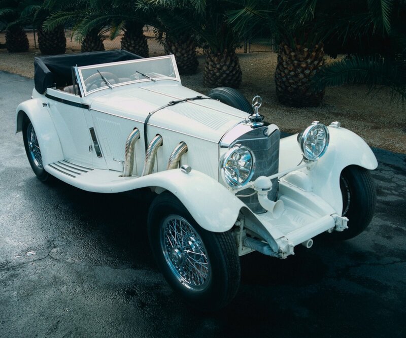 White vintage Mercedes-Benz car
