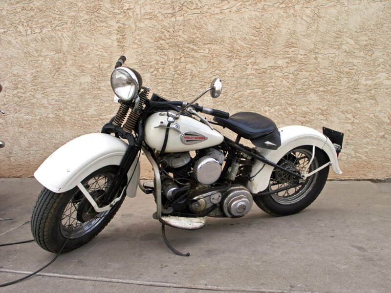 White Vintage Motorcycle