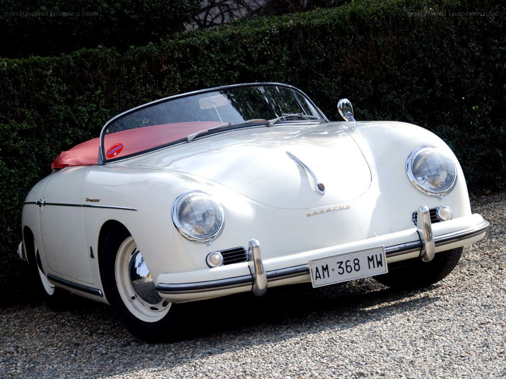 white vintage porsche convertible