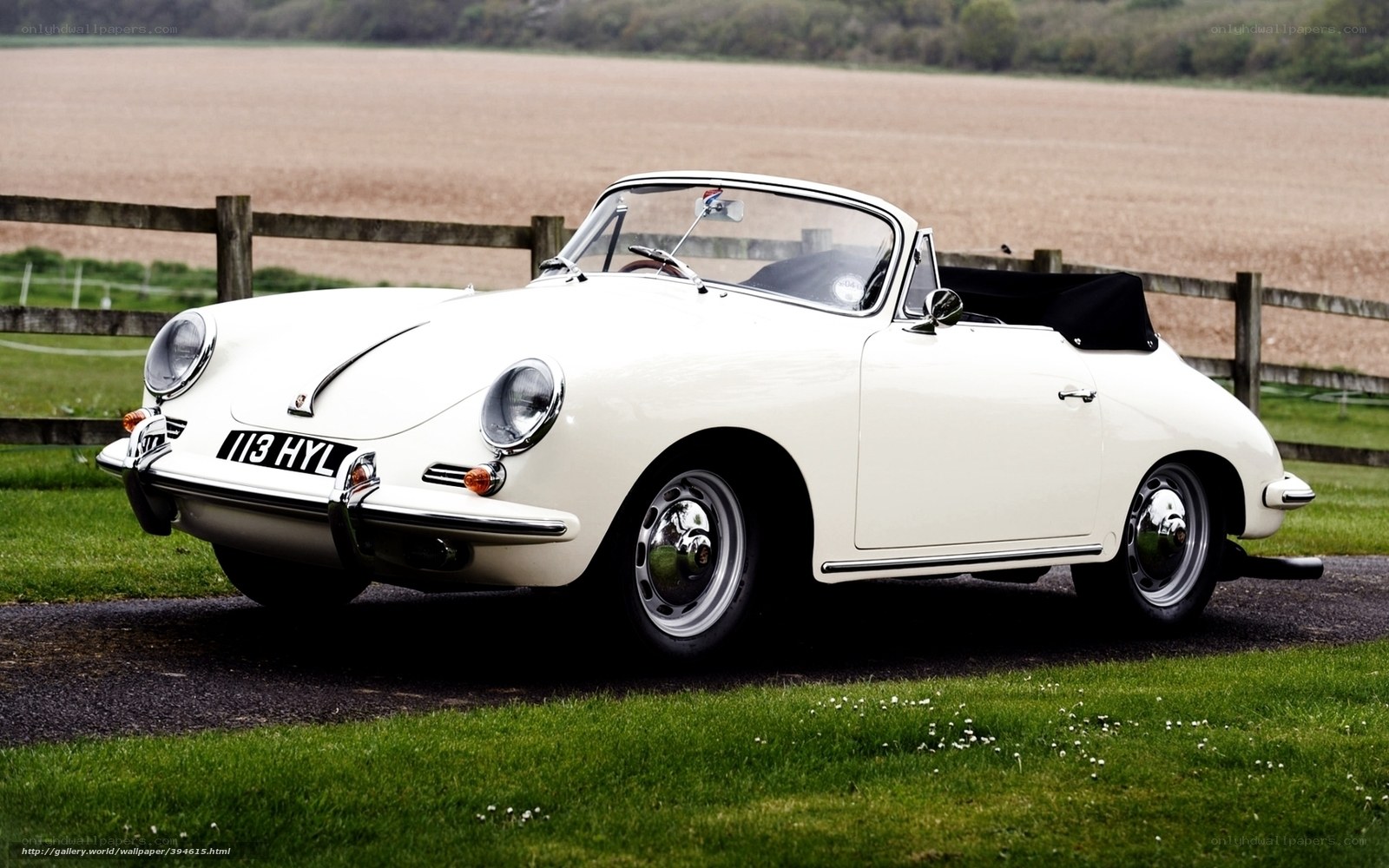 White vintage Porsche convertible