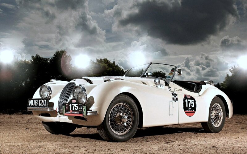 White Vintage Race Car — Dramatic, Photograph, Race Number