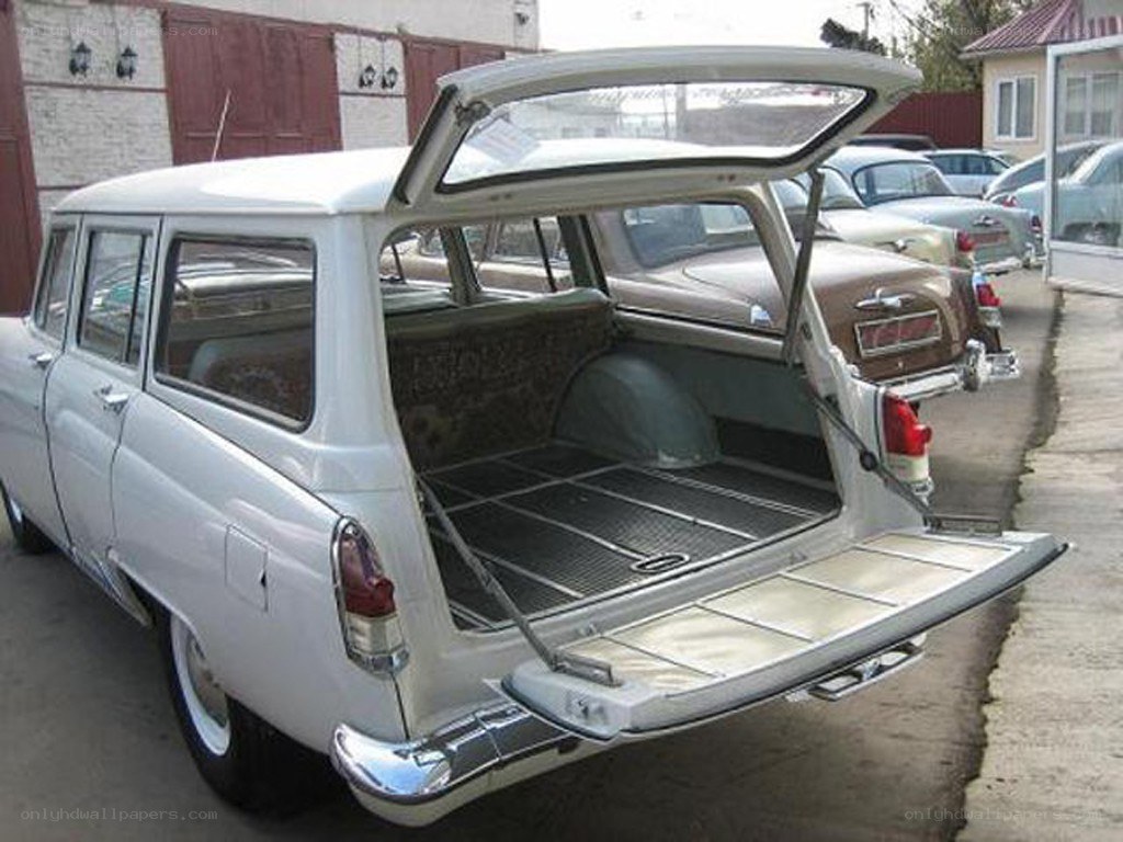 White vintage station wagon
