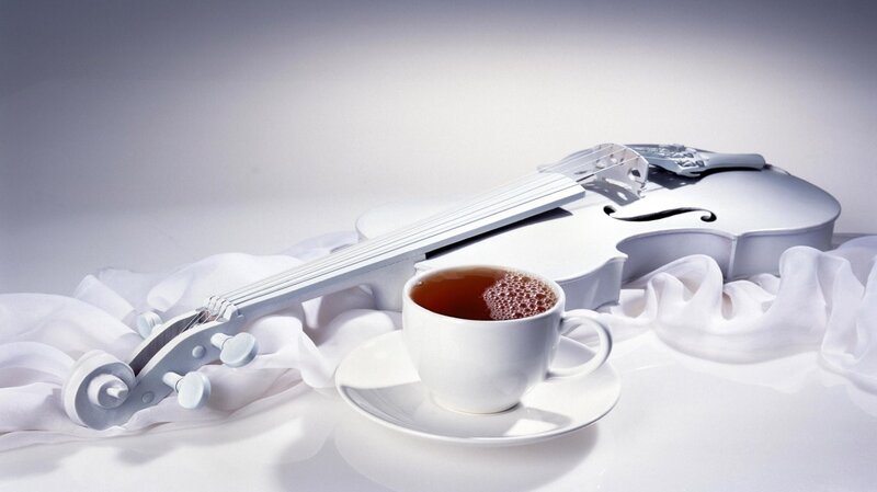 White Violin and Tea Cup — Serene