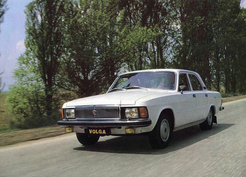 White Volga on a country road