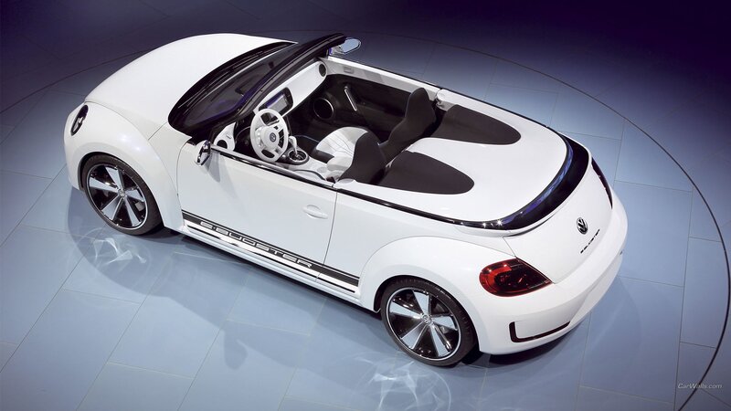 White Volkswagen Beetle Convertible — Dramatic