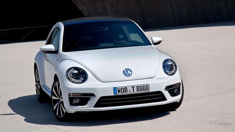 White Volkswagen Beetle — Neutral, Afternoon