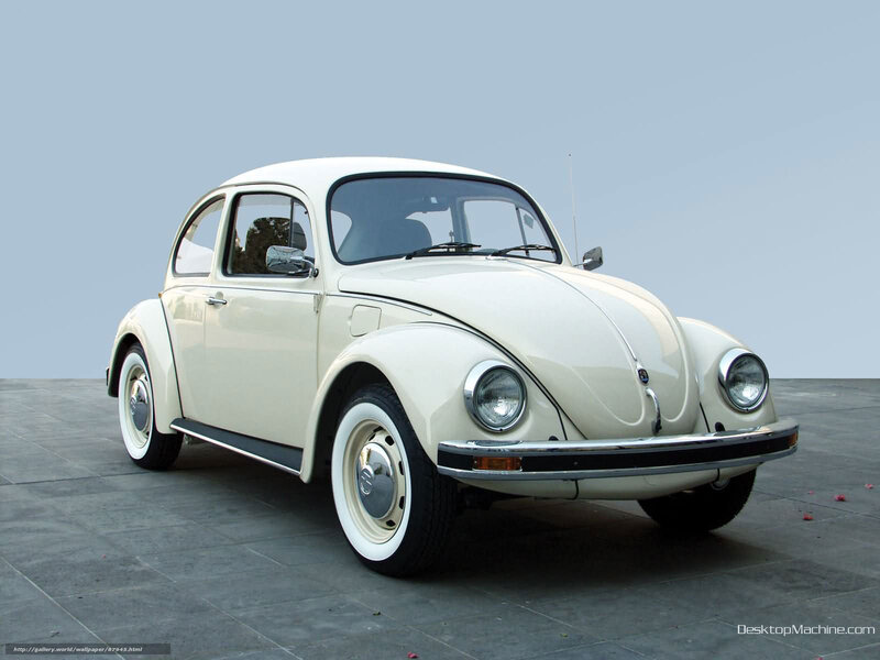 White Volkswagen Beetle — Neutral, Photograph