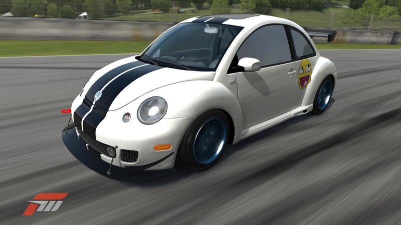 white volkswagen beetle on racetrack