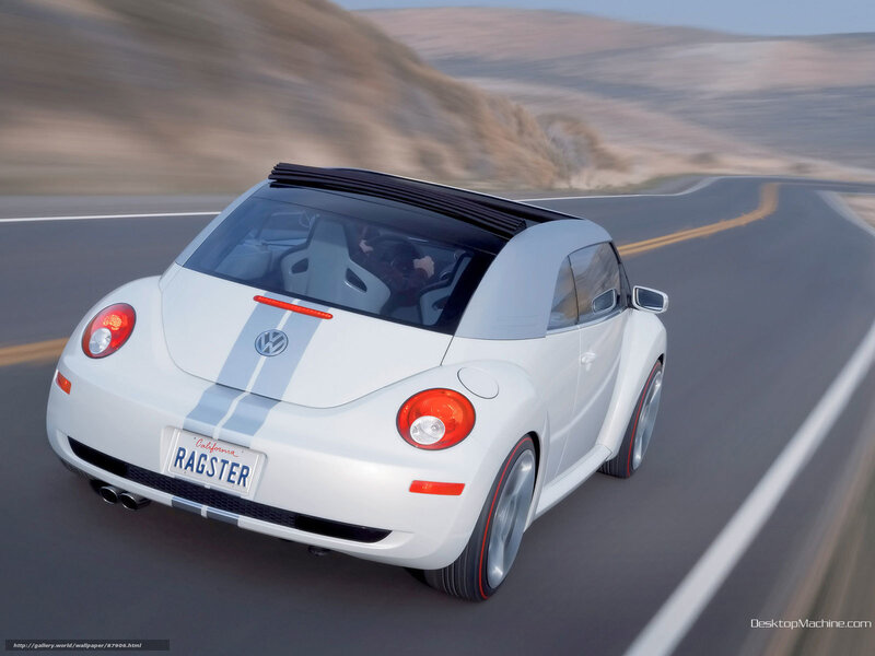 White Volkswagen Beetle on road