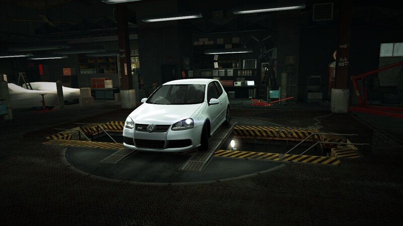 White Volkswagen Golf — Dark, Night