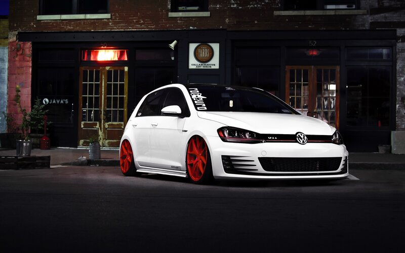 White Volkswagen Golf — Dramatic, Night