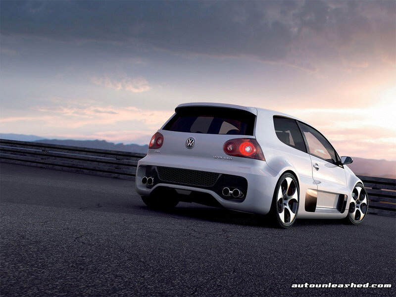 White Volkswagen Golf — Dramatic, Sunset