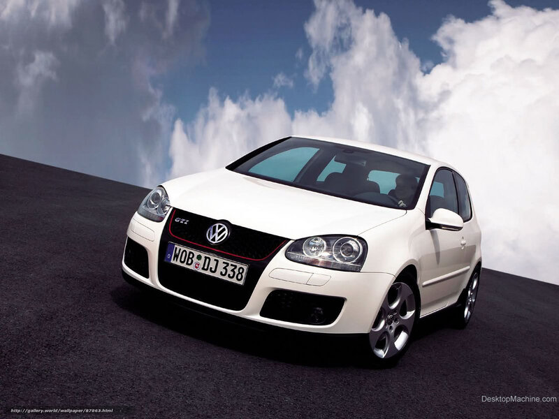 White Volkswagen Golf Gti — Dramatic, Photograph