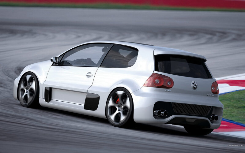white volkswagen golf gti on racetrack