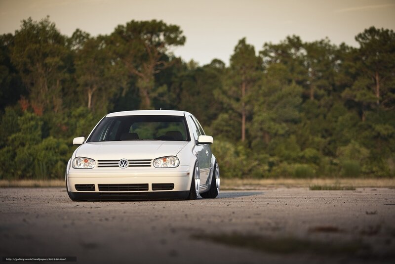 White Volkswagen Golf — Serene, Sunset