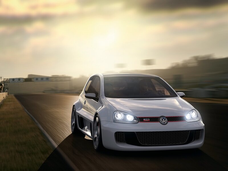 White Volkswagen Gti — Dynamic, Sunset, 3d Render