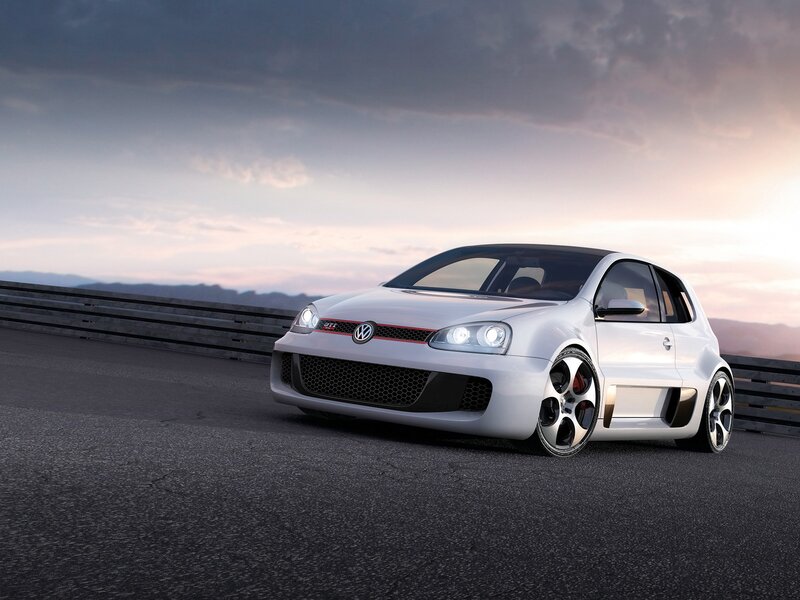 White Volkswagen GTI on a racetrack