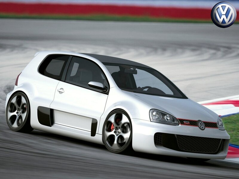 White Volkswagen GTI on racetrack