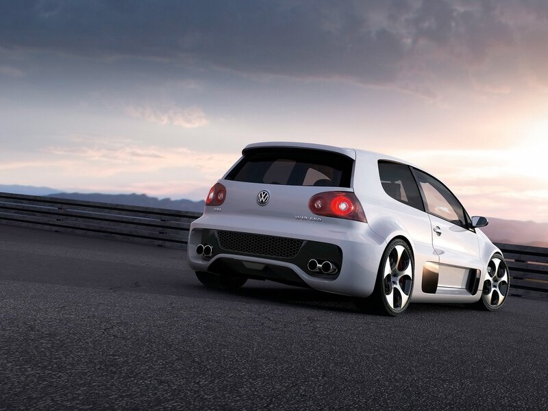 White Volkswagen GTI on racetrack