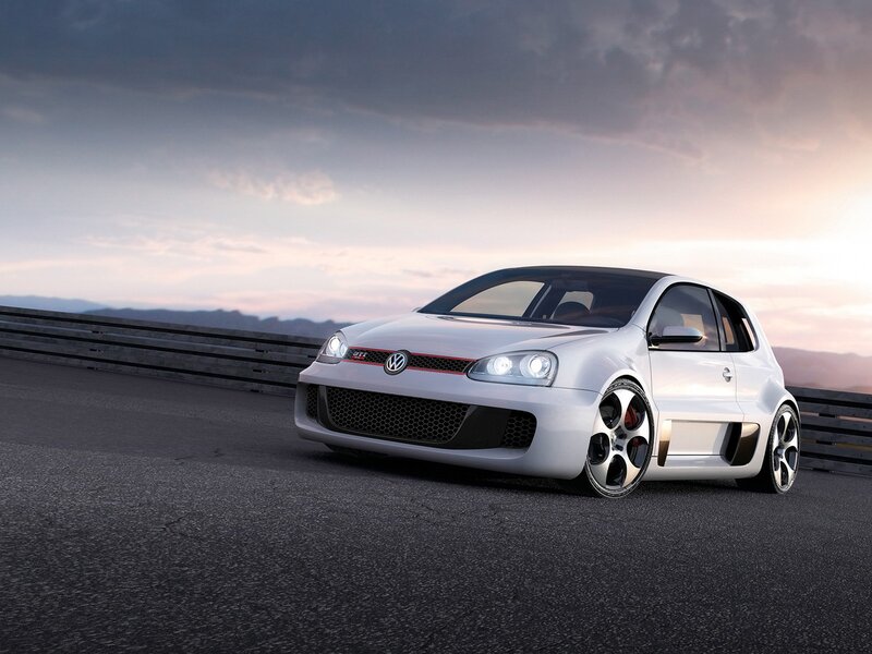White Volkswagen GTI on racetrack