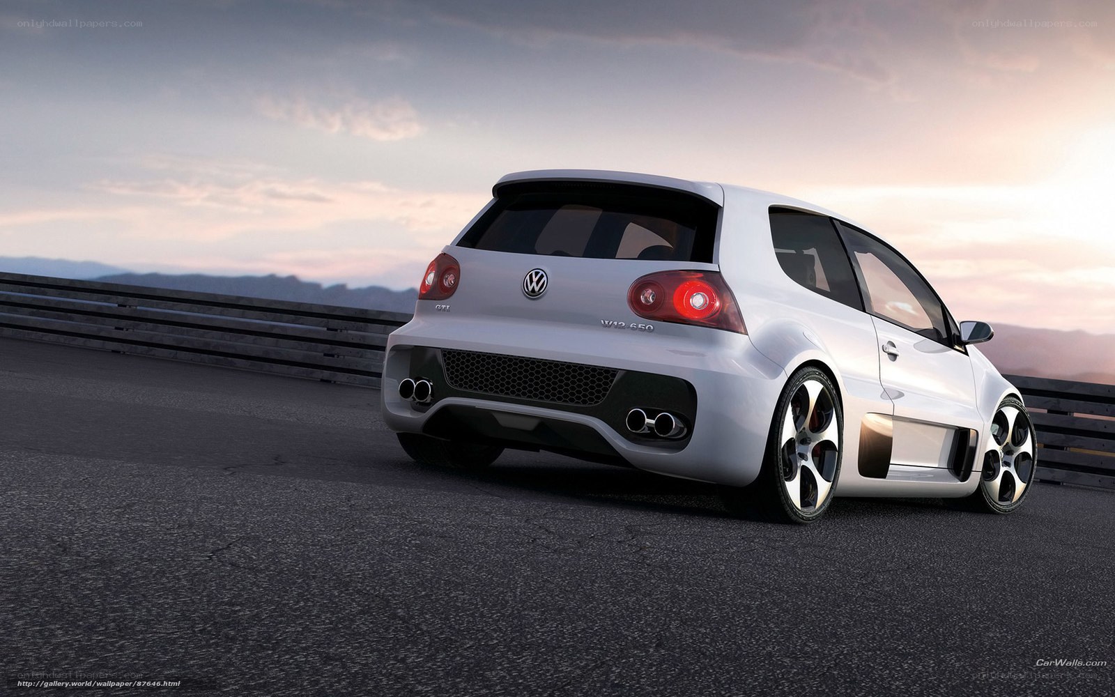 White Volkswagen GTI on track