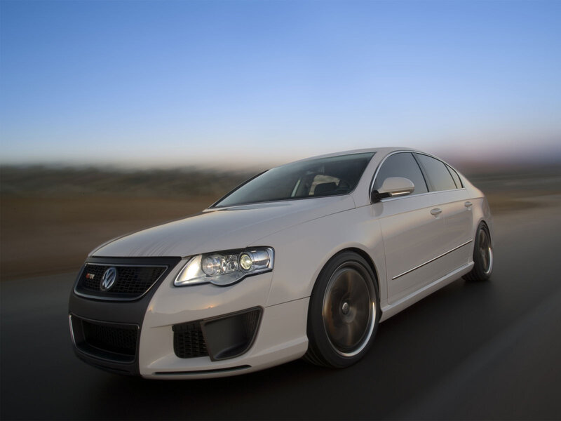 white volkswagen passat in motion