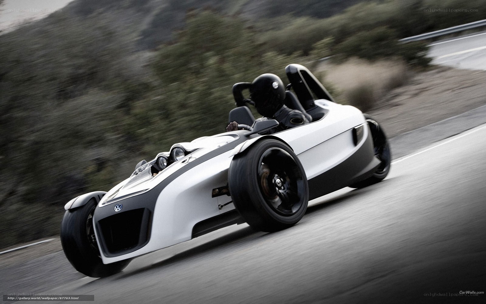 White Volkswagen Racer on Road