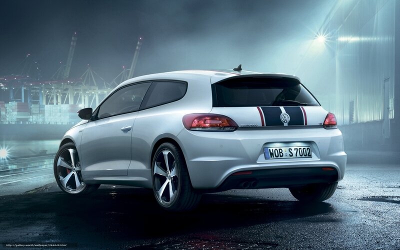 White Volkswagen Scirocco at port