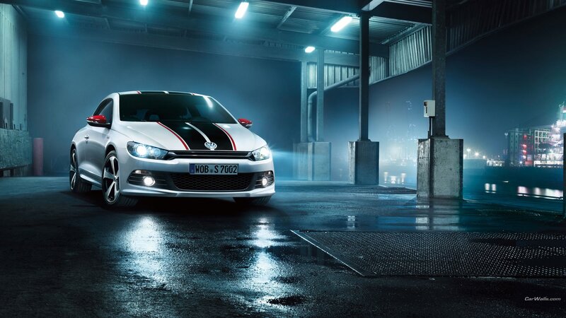 White Volkswagen Scirocco — Dramatic, Night