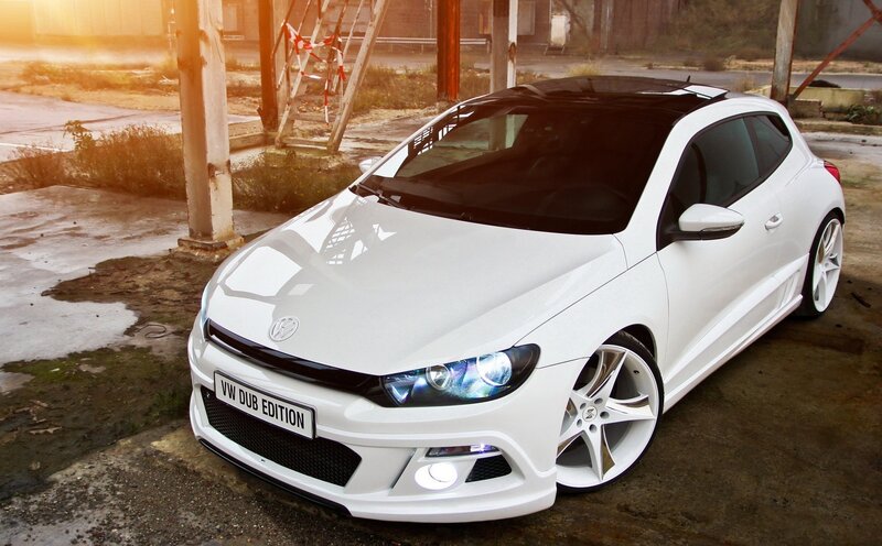 White Volkswagen Scirocco — Dramatic, Sunset, Photograph, Car, Ladder